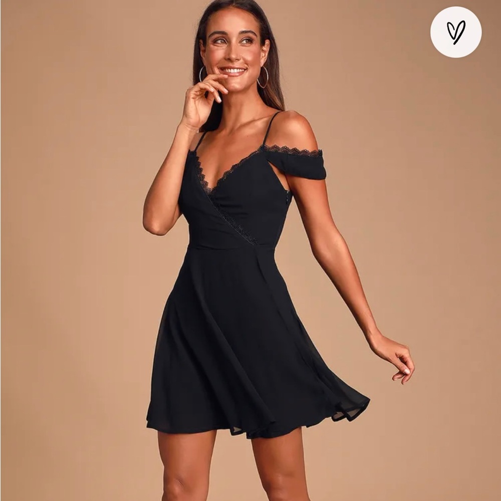 Absolutely Unforgettable Black Lace Off-the-Shoulder Dress